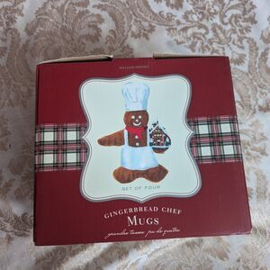 Williams Sonoma 2009 RETIRED Gingerbread Chef Mugs Coffee Cocoa Set of 4